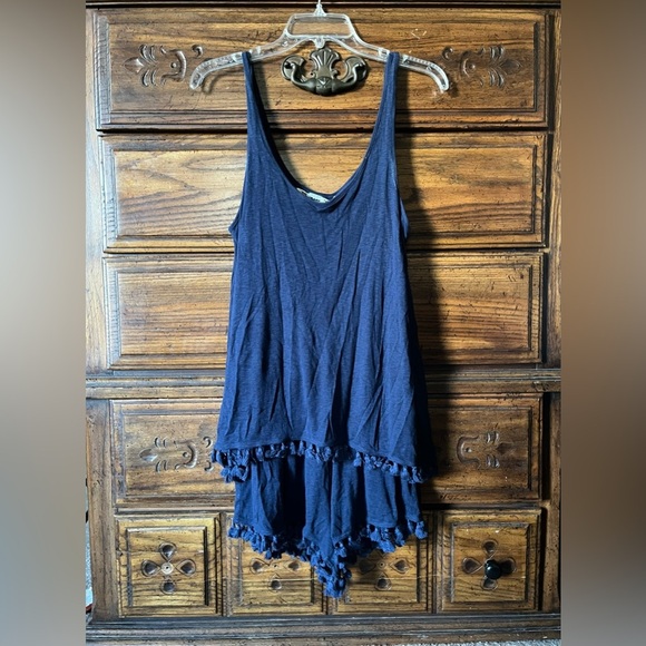 Michael Stars Blue Tank Top Romper with Tassels - Picture 4 of 8